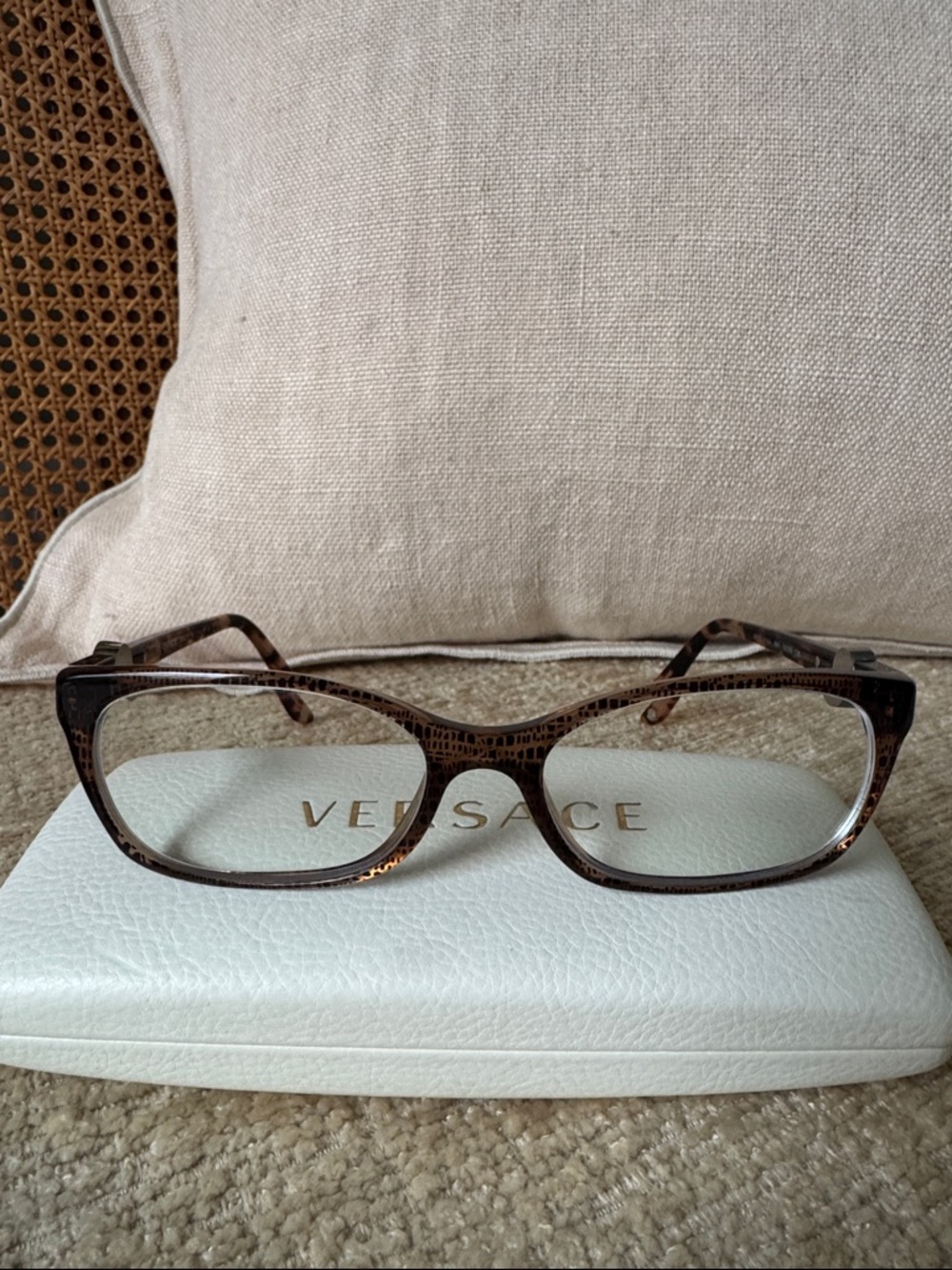 Versace VE3164 Lizard Brown 991 Prescription Lens Glasses Eyewear Case Excellent